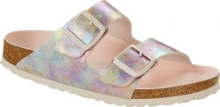 Birkenstock Arizona Vegan -Englin's Fine Footwear birkenstock unisex arizona vegan iridescent light rose microfiber 1021334 1021279 28423.1657731075