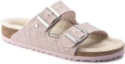 Birkenstock Arizona Wool Shearling -Englin's Fine Footwear birkenstock womens arizona wool shearling rose natural 1021156 60824.1638398132