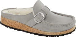 Birkenstock Women's Buckley Shearling -Englin's Fine Footwear birkenstock womens buckley shearling stone coin natural suede 1023368 99345.1758314436
