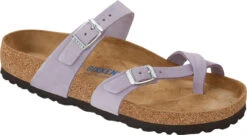 Birkenstock Women's Mayari Soft Footbed -Englin's Fine Footwear birkenstock womens mayari soft footbed purple fog nubuck leather 1024027 86033.1686306981